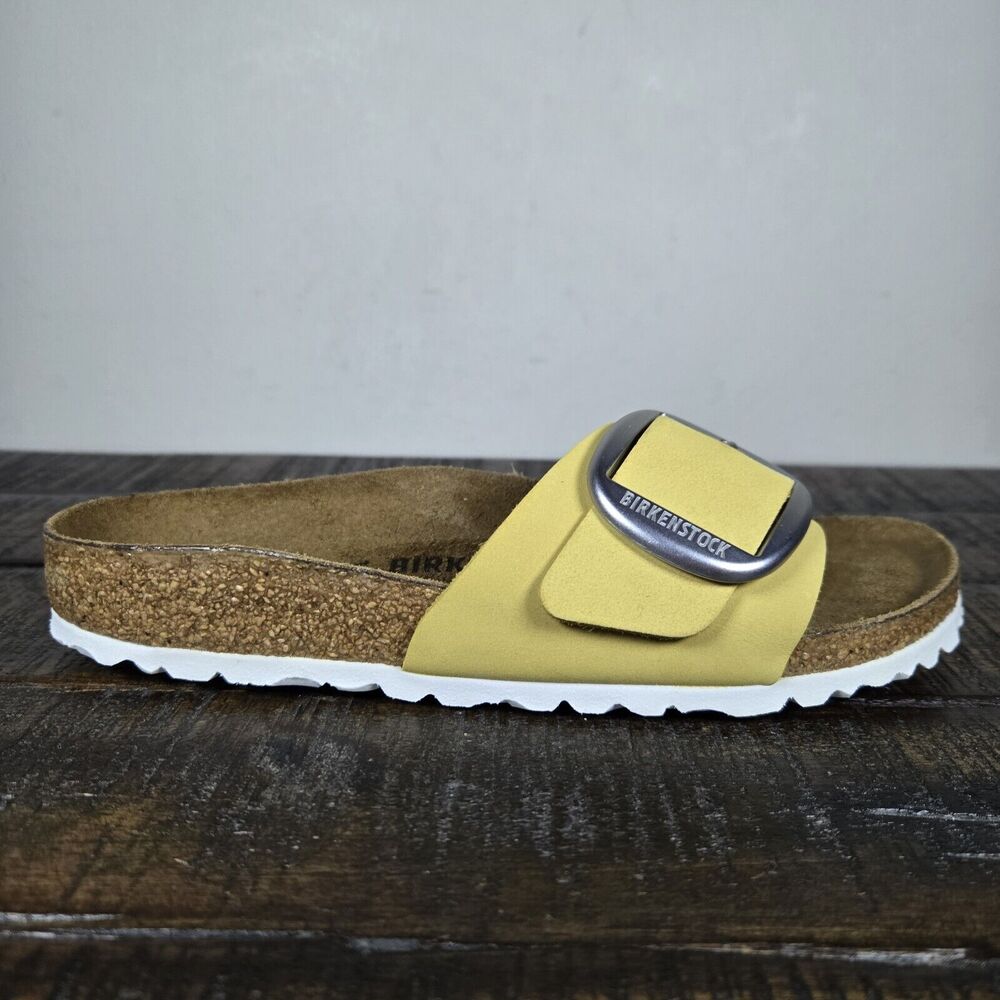 Birkenstock Madrid Big Buckle Womens Size 5 EU 36 Narrow Sandals Yellow Brown - Picture 5 of 11